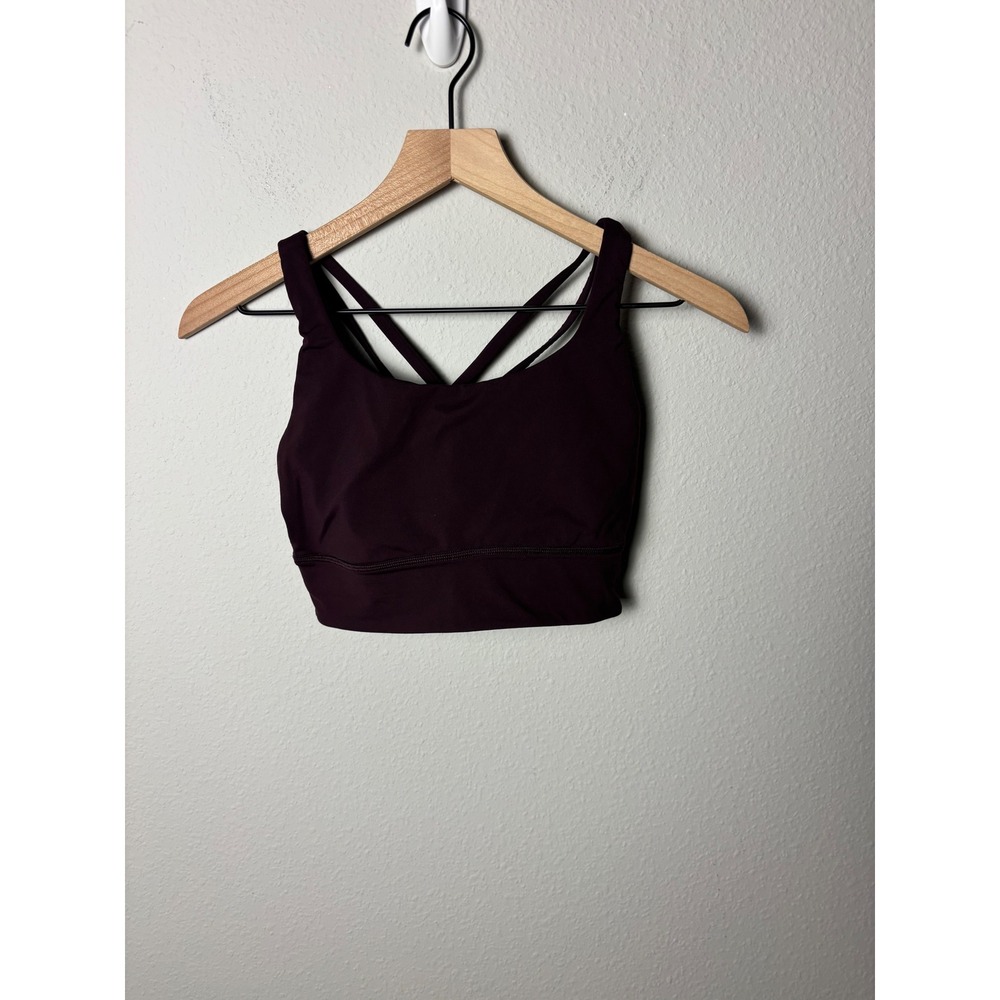 Lululemon Energy Longline Bra Black Plum Medium Support B-D Cup Size 6 LW2EB8S